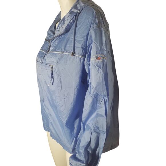 Vintage Ralph Lauren Polo Jeans Blue Nylon Windbreaker Hoodie Jacket M - Picture 3 of 7